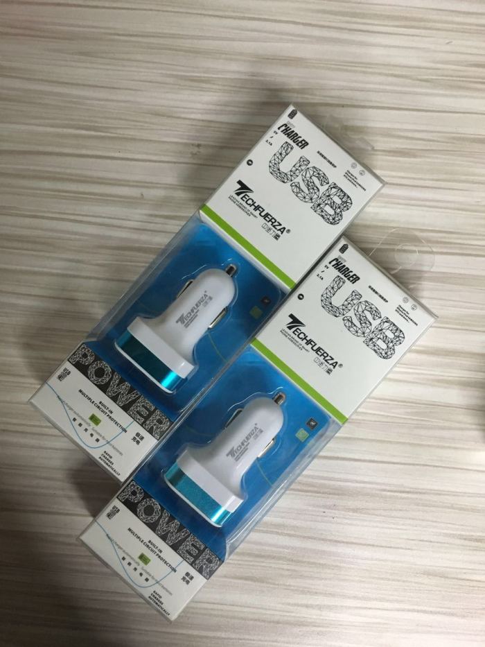 New square 3usb metal car charger USB mobile phone car charger custom logo