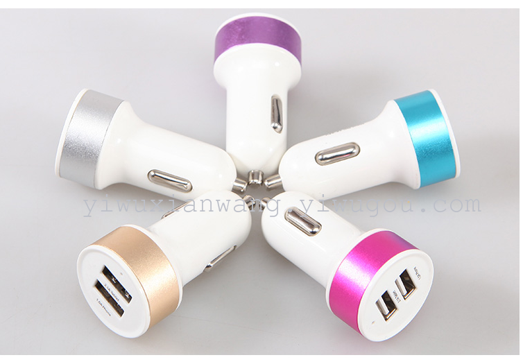 Double USB car full metal circle car charge 2.1A car charger C01