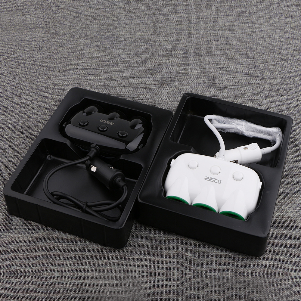 Zeki car charger cigarette lighter one drag three multi-function multi-purpose plug car socket usb car charger