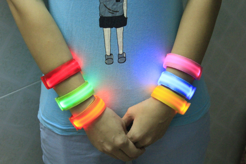 Double exposure buckle wrist band night running biker glowing arm with safety warning entertainment equipment Double exposure buckle wrist band night running biker glowing arm with safety warning entertainment equipment