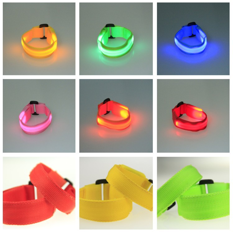 Double exposure buckle wrist band night running biker glowing arm with safety warning entertainment equipment Double exposure buckle wrist band night running biker glowing arm with safety warning entertainment equipment
