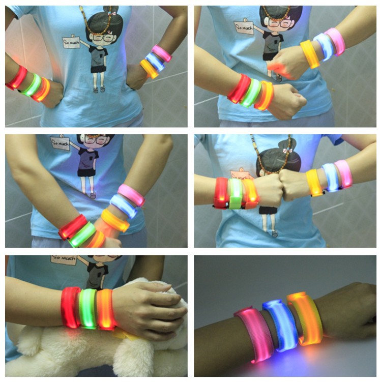 Double exposure buckle wrist band night running biker glowing arm with safety warning entertainment equipment Double exposure buckle wrist band night running biker glowing arm with safety warning entertainment equipment