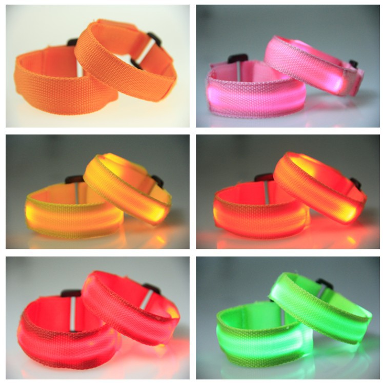 Double exposure buckle wrist band night running biker glowing arm with safety warning entertainment equipment Double exposure buckle wrist band night running biker glowing arm with safety warning entertainment equipment