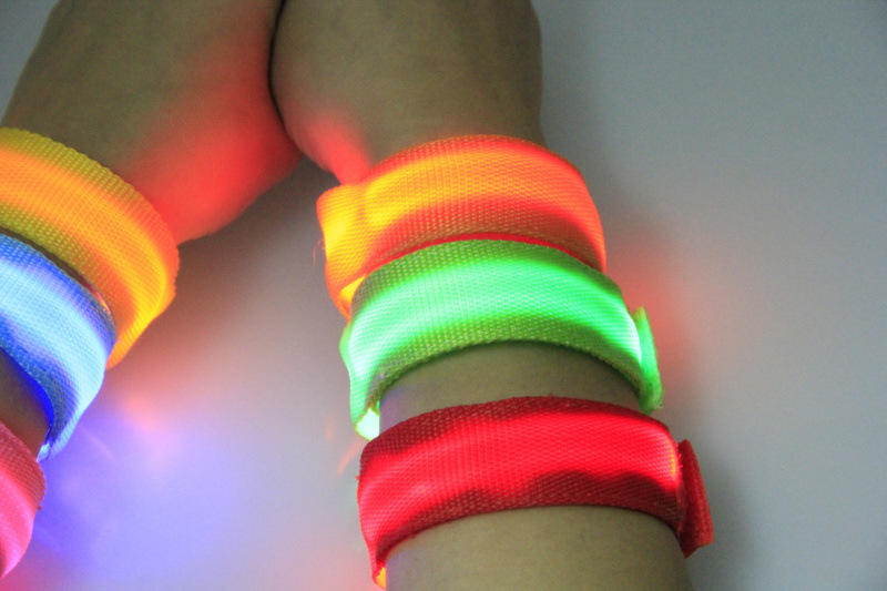 Double exposure buckle wrist band night running biker glowing arm with safety warning entertainment equipment Double exposure buckle wrist band night running biker glowing arm with safety warning entertainment equipment