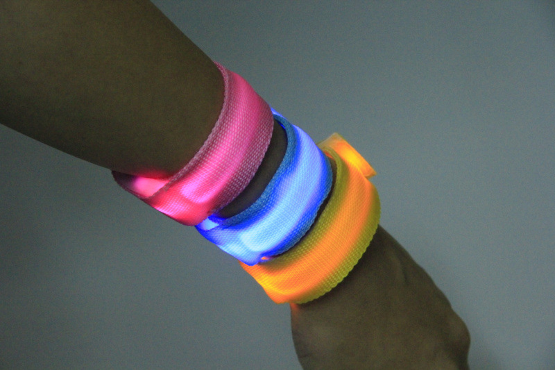 Double exposure buckle wrist band night running biker glowing arm with safety warning entertainment equipment Double exposure buckle wrist band night running biker glowing arm with safety warning entertainment equipment