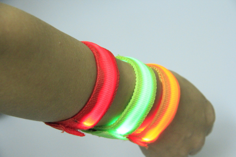 Double exposure buckle wrist band night running biker glowing arm with safety warning entertainment equipment Double exposure buckle wrist band night running biker glowing arm with safety warning entertainment equipment