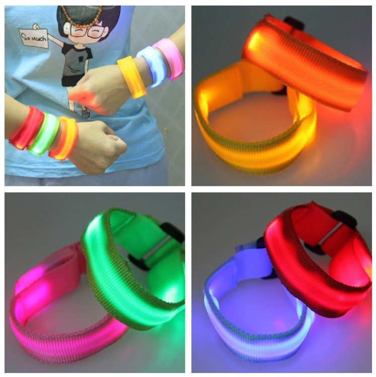 Double exposure buckle wrist band night running biker glowing arm with safety warning entertainment equipment Double exposure buckle wrist band night running biker glowing arm with safety warning entertainment equipment