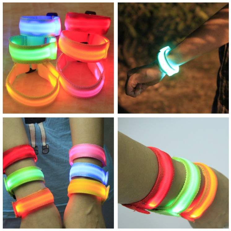 Double exposure buckle wrist band night running biker glowing arm with safety warning entertainment equipment Double exposure buckle wrist band night running biker glowing arm with safety warning entertainment equipment