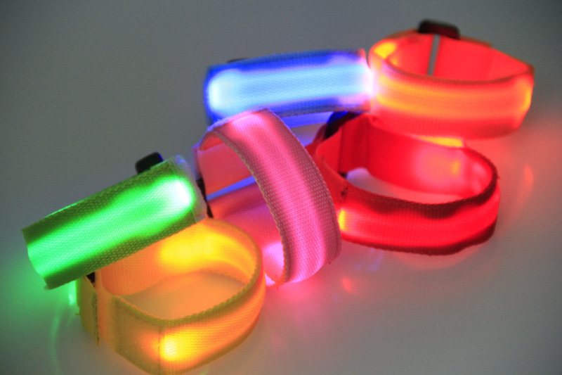 Double exposure buckle wrist band night running biker glowing arm with safety warning entertainment equipment Double exposure buckle wrist band night running biker glowing arm with safety warning entertainment equipment