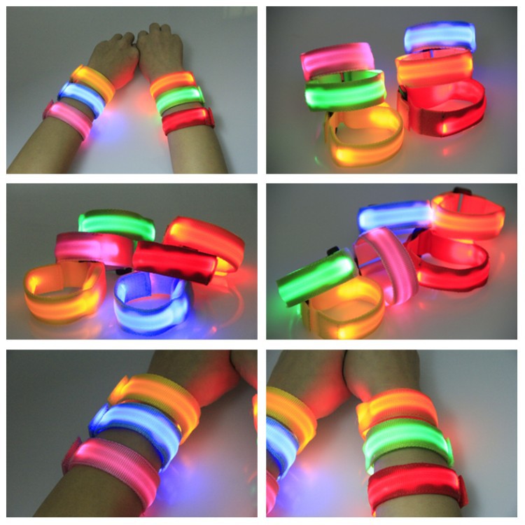 Double exposure buckle wrist band night running biker glowing arm with safety warning entertainment equipment Double exposure buckle wrist band night running biker glowing arm with safety warning entertainment equipment