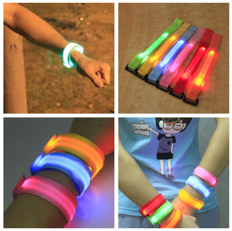 Double exposure buckle wrist band night running biker glowing arm with safety warning entertainment equipment Double exposure buckle wrist band night running biker glowing arm with safety warning entertainment equipment