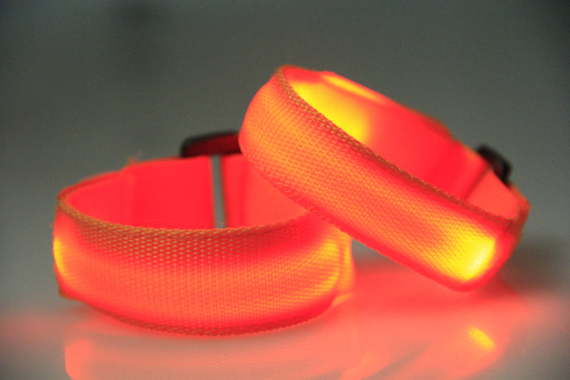 Double exposure buckle wrist band night running biker glowing arm with safety warning entertainment equipment Double exposure buckle wrist band night running biker glowing arm with safety warning entertainment equipment