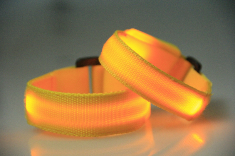 Double exposure buckle wrist band night running biker glowing arm with safety warning entertainment equipment Double exposure buckle wrist band night running biker glowing arm with safety warning entertainment equipment