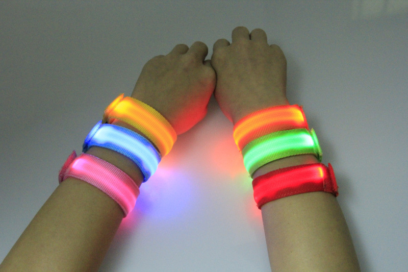 Double exposure buckle wrist band night running biker glowing arm with safety warning entertainment equipment Double exposure buckle wrist band night running biker glowing arm with safety warning entertainment equipment