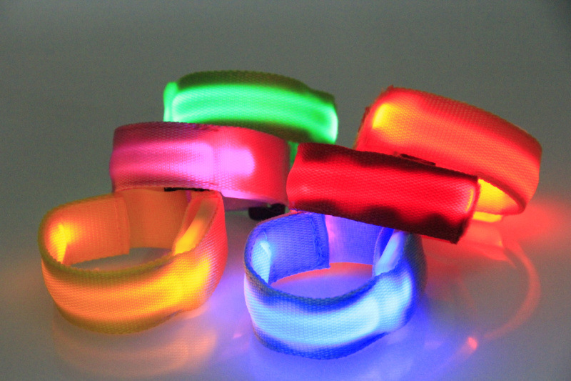 Double exposure buckle wrist band night running biker glowing arm with safety warning entertainment equipment Double exposure buckle wrist band night running biker glowing arm with safety warning entertainment equipment