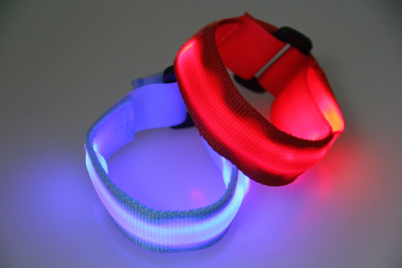 Double exposure buckle wrist band night running biker glowing arm with safety warning entertainment equipment Double exposure buckle wrist band night running biker glowing arm with safety warning entertainment equipment