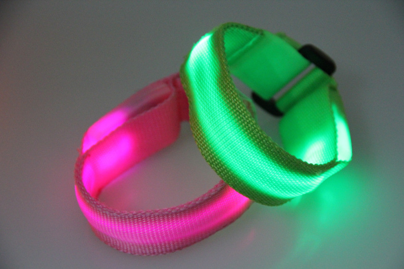 Double exposure buckle wrist band night running biker glowing arm with safety warning entertainment equipment Double exposure buckle wrist band night running biker glowing arm with safety warning entertainment equipment