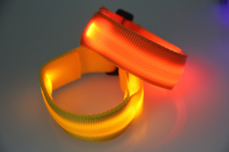 Double exposure buckle wrist band night running biker glowing arm with safety warning entertainment equipment Double exposure buckle wrist band night running biker glowing arm with safety warning entertainment equipment