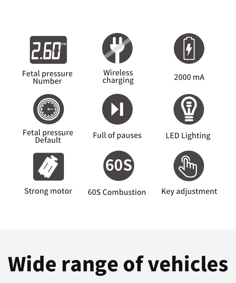 Automobile Inflator Mini Handheld Tire Pump with Light Digital Display Portable Car Wireless Air Pump Automobile Inflator Mini Handheld Tire Pump with Light Digital Display Portable Car Wireless Air Pump