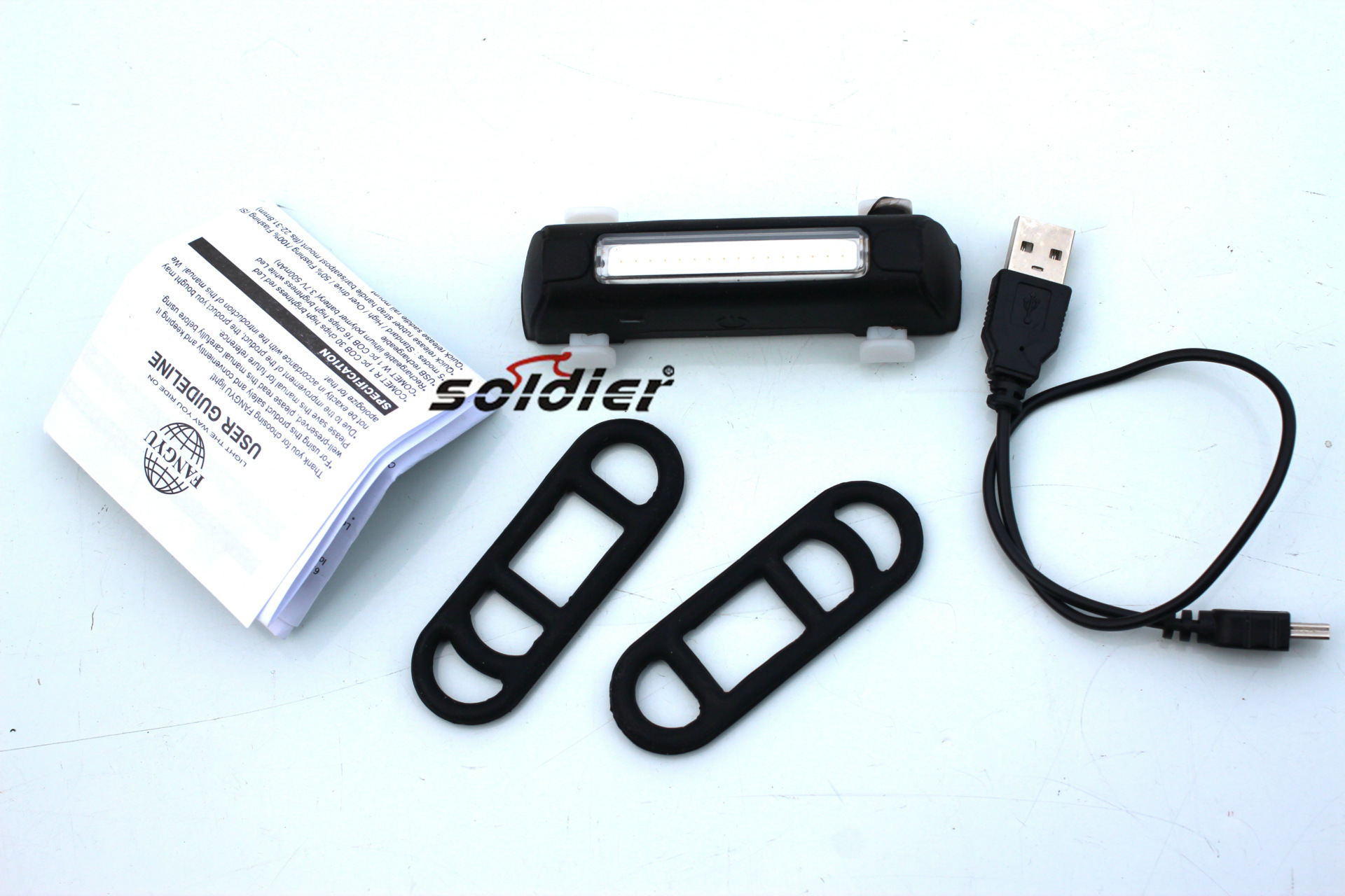 New bicycle taillight rear light safety warning light rechargeable /10287 double leather buckle