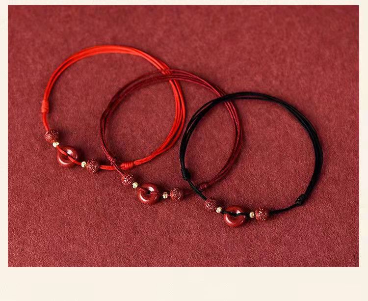 Natural Cinnabar Safety Buckle Bracelet Female Red Rope Anklet Lucky Birth Year Carrying Strap Girlfriends Couple Bracelet Jewelry Natural Cinnabar Safety Buckle Bracelet Female Red Rope Anklet Lucky Birth Year Carrying Strap Girlfriends Couple Bracelet Jewelry