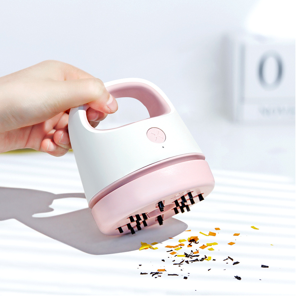 Factory Direct Sales New Desktop Vacuum Cleaner Paper Scraps Dust Pet Hair Dust Brush Student Portable USB Charging