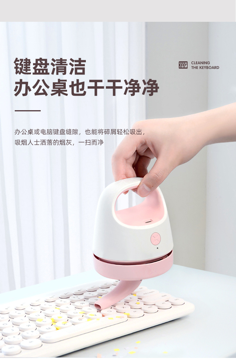 Factory Direct Sales New Desktop Vacuum Cleaner Paper Scraps Dust Pet Hair Dust Brush Student Portable USB Charging
