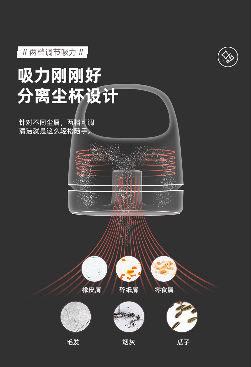 Factory Direct Sales New Desktop Vacuum Cleaner Paper Scraps Dust Pet Hair Dust Brush Student Portable USB Charging