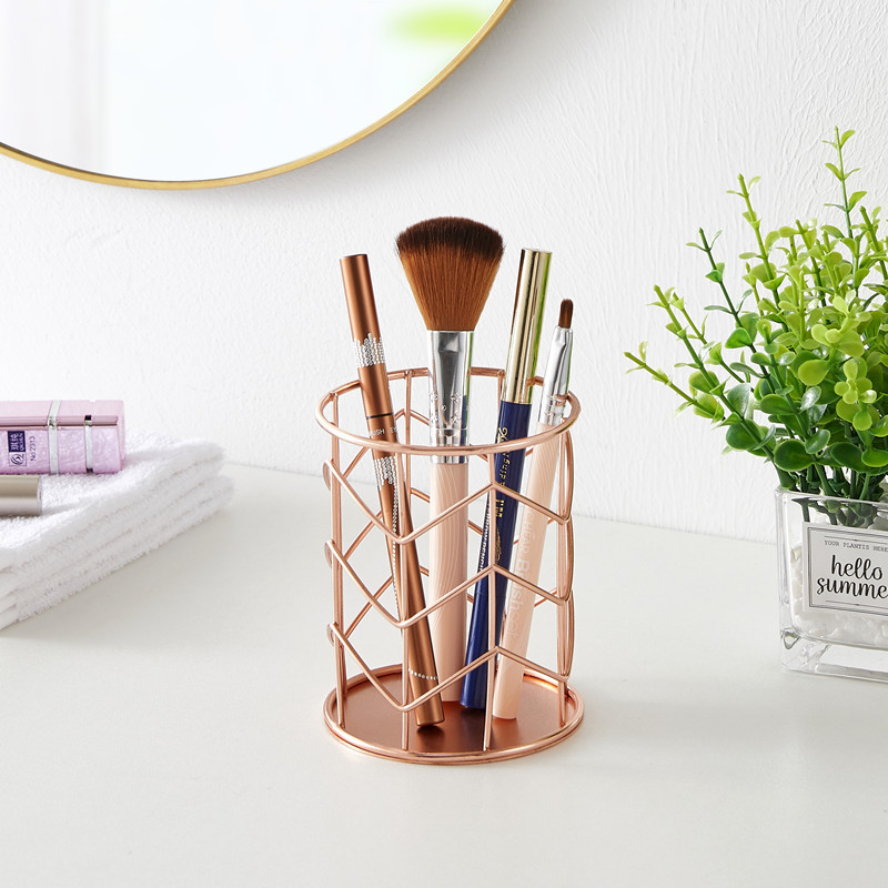 Iron Art Pen Holder Office Storage Organizing Basket Stationery Makeup Brush Storage Bucket Multifunctional Pen Case