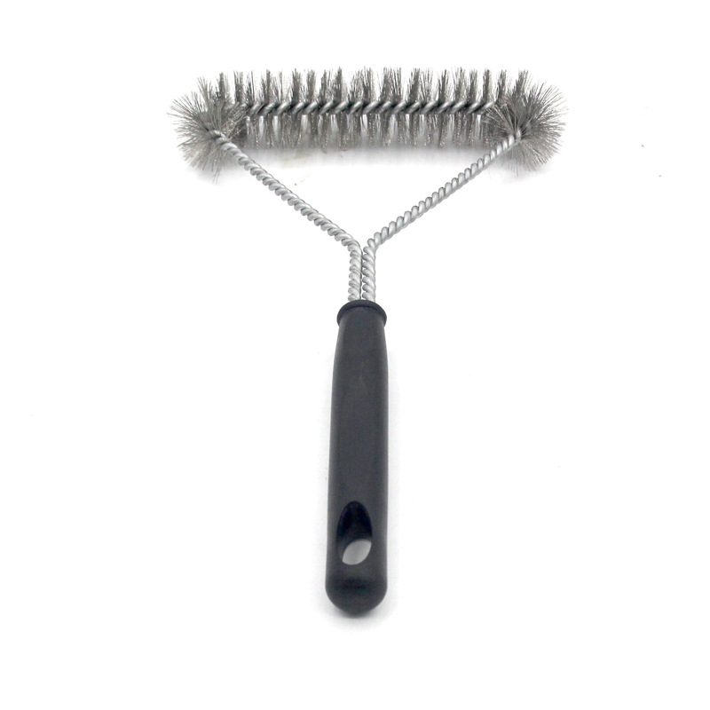 Whole Foreign Oven Brush 12Inch Triangle Steel Wire Barbecue Cleaning Brush Practical Grill Rack Brush BBQ Tool