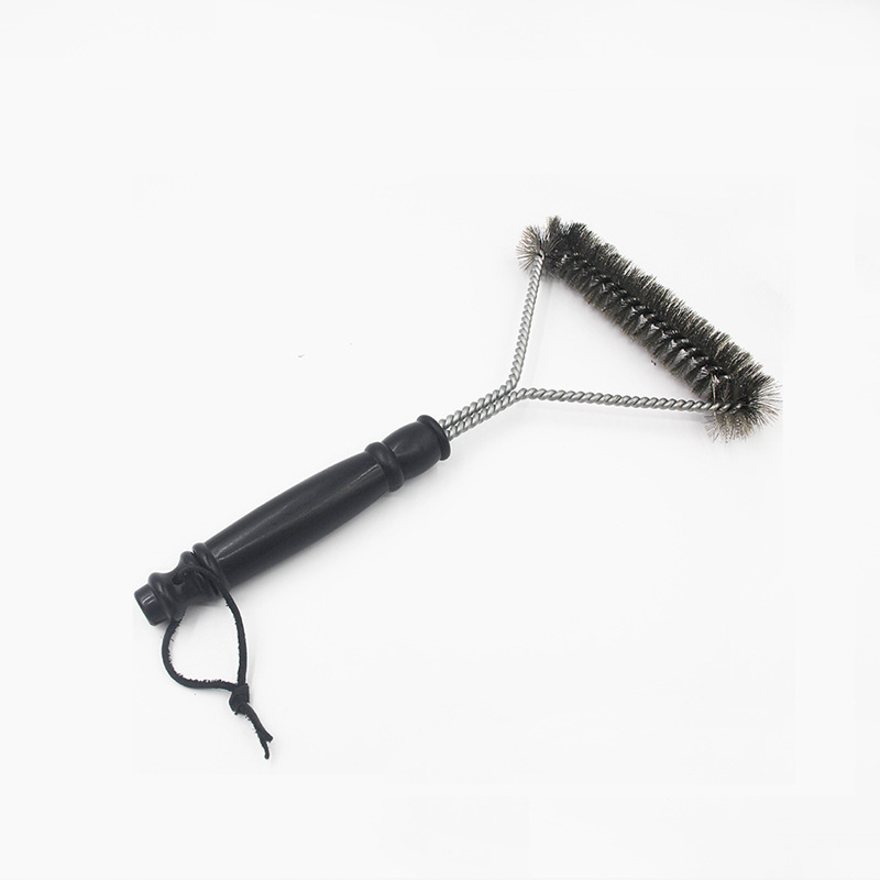 Whole Foreign Oven Brush 12Inch Triangle Steel Wire Barbecue Cleaning Brush Practical Grill Rack Brush BBQ Tool