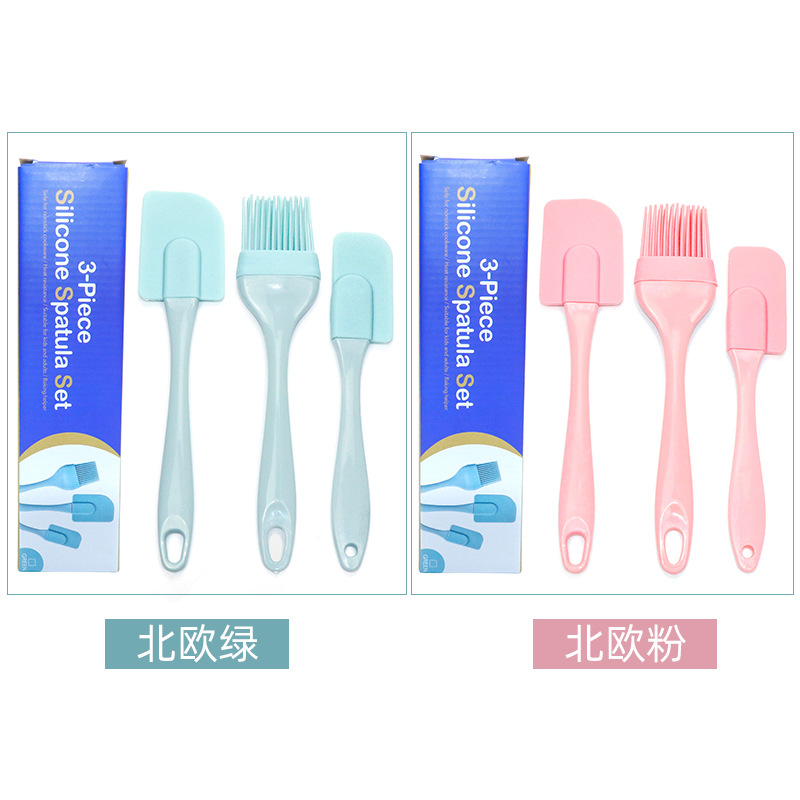 Manufacturers Supply Silicone Scraper Oil Brush 3-Piece Cake Scraper Cream Scraper Sauce Brush Baking Tool Set