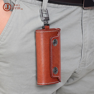 Original Cool Handmade Genuine Leather Keychain Vintage Cowhide Car Key Ring Little Creative Gifts Crafts