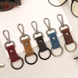 Original Cool Handmade Genuine Leather Keychain Vintage Cowhide Car Key Ring Little Creative Gifts Crafts