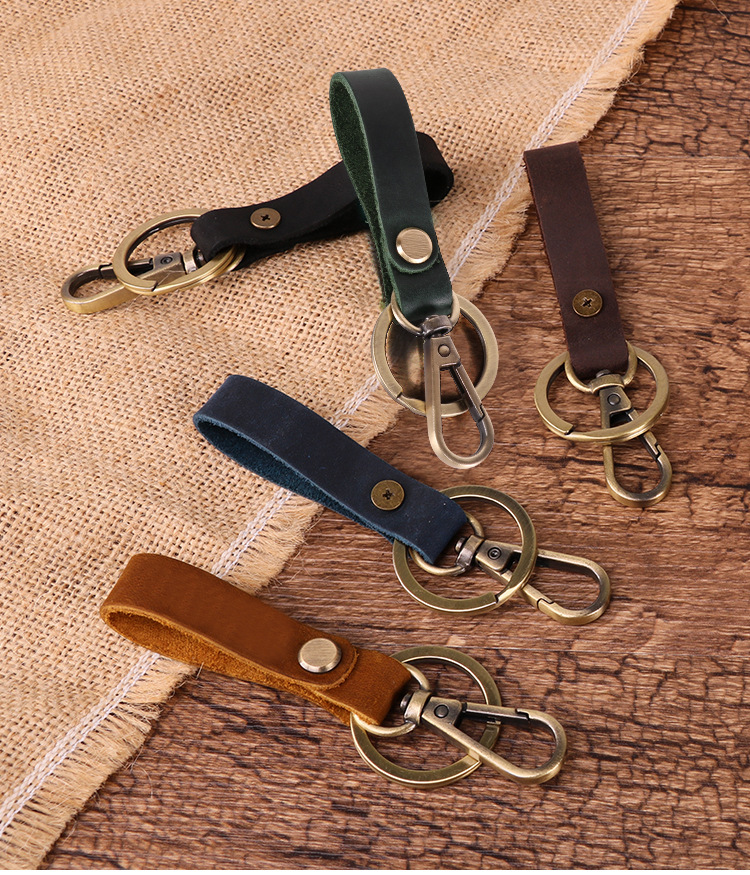Original Cool Handmade Genuine Leather Keychain Vintage Cowhide Car Key Ring Little Creative Gifts Crafts