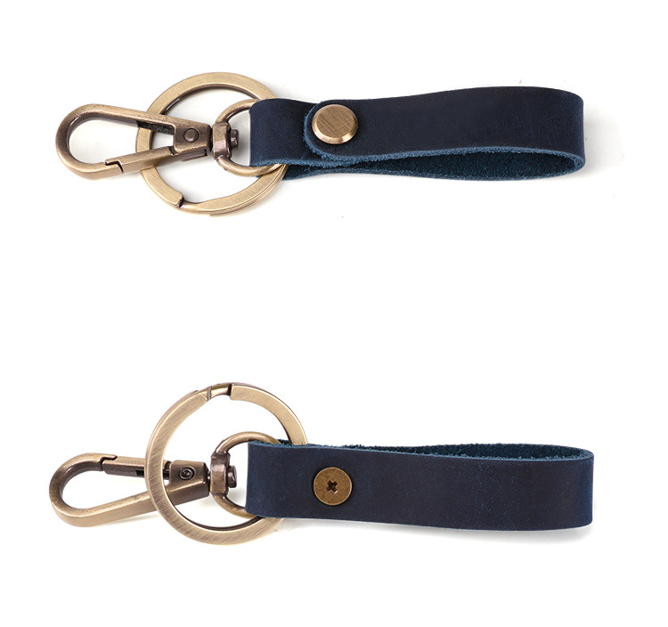 Original Cool Handmade Genuine Leather Keychain Vintage Cowhide Car Key Ring Little Creative Gifts Crafts