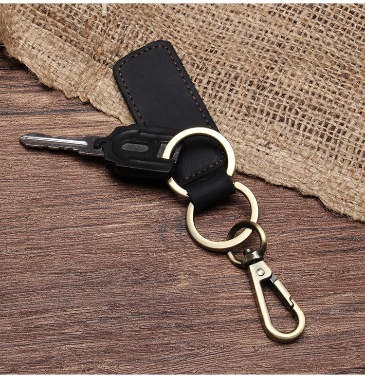 Original Cool Handmade Genuine Leather Keychain Vintage Cowhide Car Key Ring Little Creative Gifts Crafts