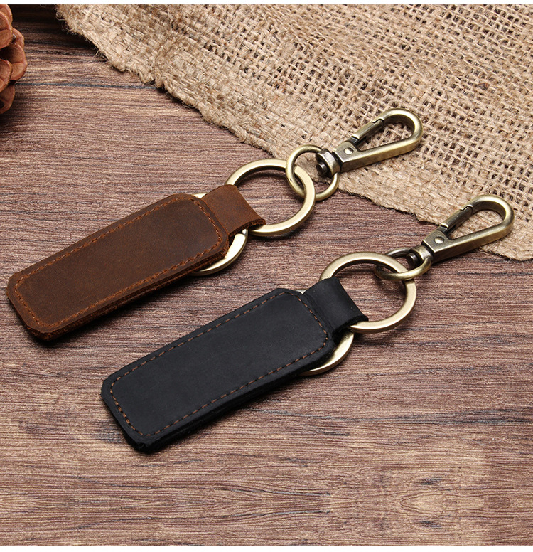 Original Cool Handmade Genuine Leather Keychain Vintage Cowhide Car Key Ring Little Creative Gifts Crafts