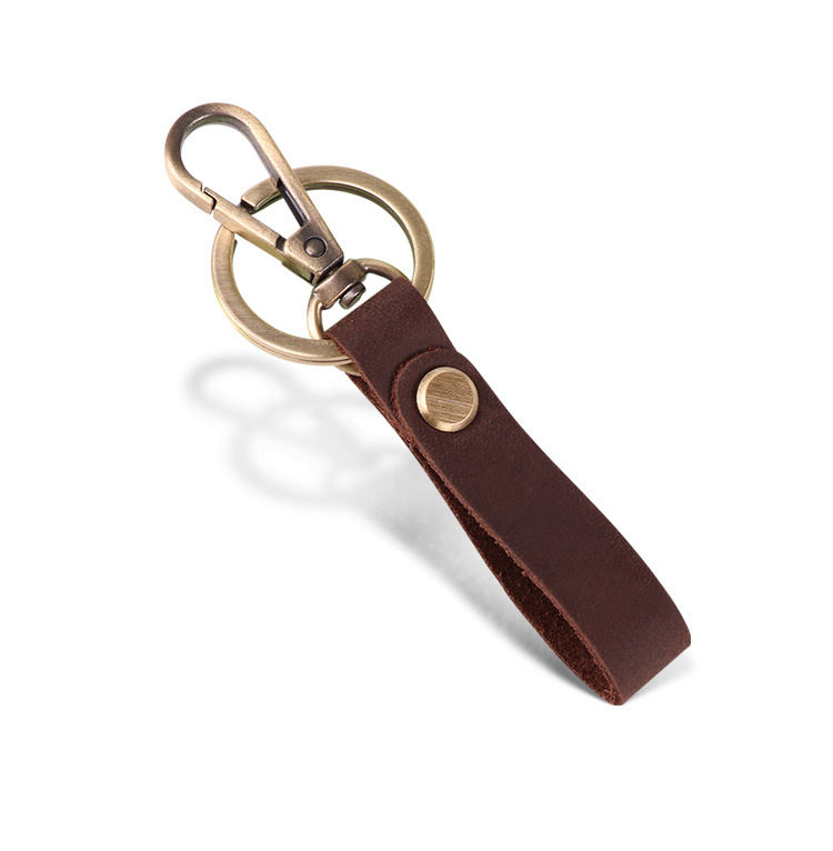 Original Cool Handmade Genuine Leather Keychain Vintage Cowhide Car Key Ring Little Creative Gifts Crafts