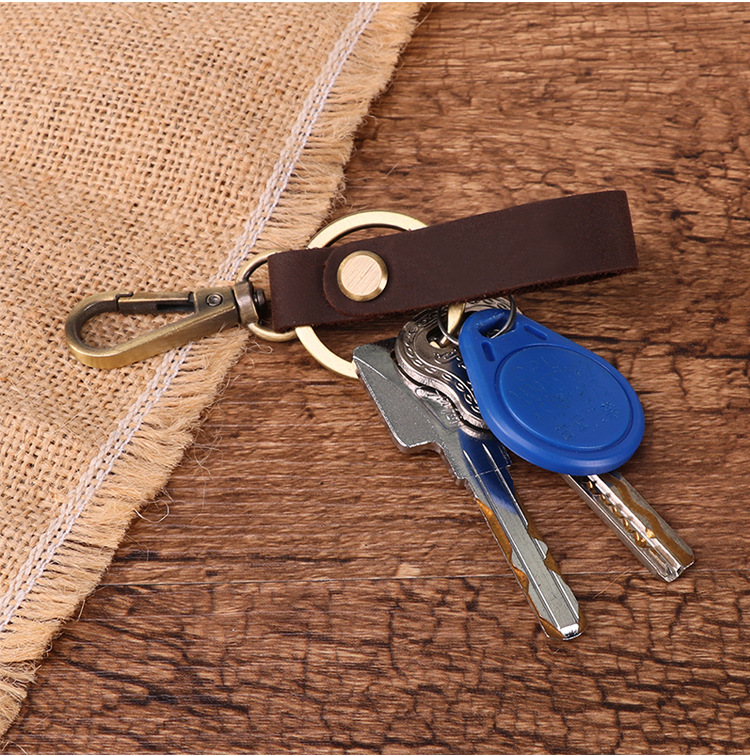 Original Cool Handmade Genuine Leather Keychain Vintage Cowhide Car Key Ring Little Creative Gifts Crafts