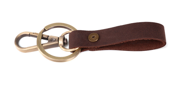 Original Cool Handmade Genuine Leather Keychain Vintage Cowhide Car Key Ring Little Creative Gifts Crafts
