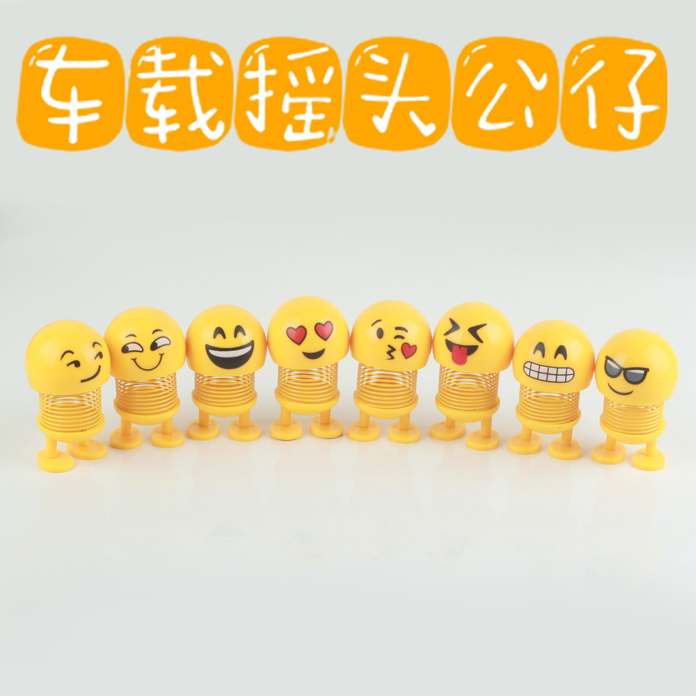 Cool Car Facial Expression Bag Spring Bobble Head Doll Car Interior Ornaments Car Decoration TikTok Same Style