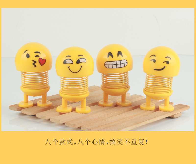 Cool Car Facial Expression Bag Spring Bobble Head Doll Car Interior Ornaments Car Decoration TikTok Same Style