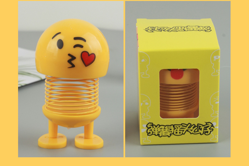 Cool Car Facial Expression Bag Spring Bobble Head Doll Car Interior Ornaments Car Decoration TikTok Same Style