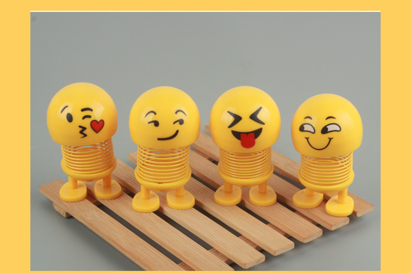 Cool Car Facial Expression Bag Spring Bobble Head Doll Car Interior Ornaments Car Decoration TikTok Same Style