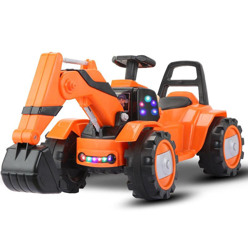 Factory Direct Sales Children&#039;s Large Electric Excavator Baby Toy Engineering Car Music Super Cool Light Can Sit and Ride