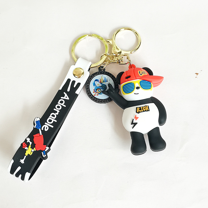 Trendy Cool Rich Panda Cartoon Doll Keychain Pendant Couple Creative Gift Car Key Chain Personalized Gift