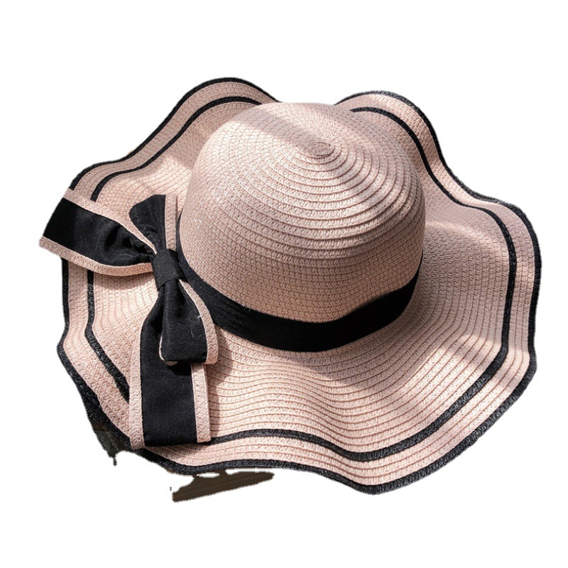 2021summer New Bow Big Brim Straw Hat Women&#039;s Sun Protection Sun Shade Fashion Seaside Beach Hat Wholesale