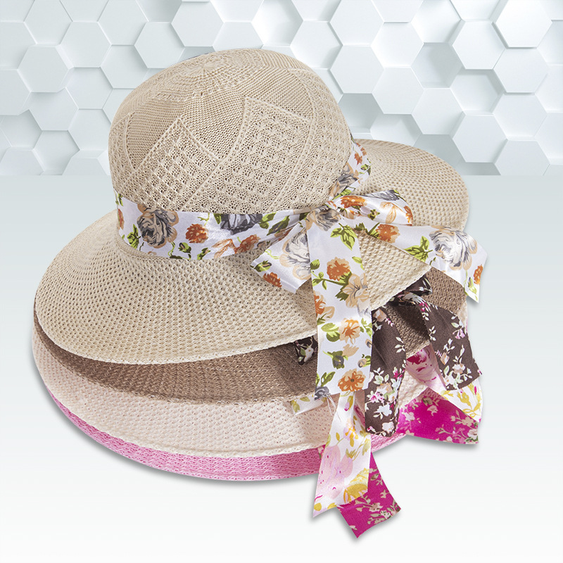 2021 New Imitation Raffia Hat Summer Lady Mom Sun Hat Sun Sun Shade Big Brim Bucket Hat