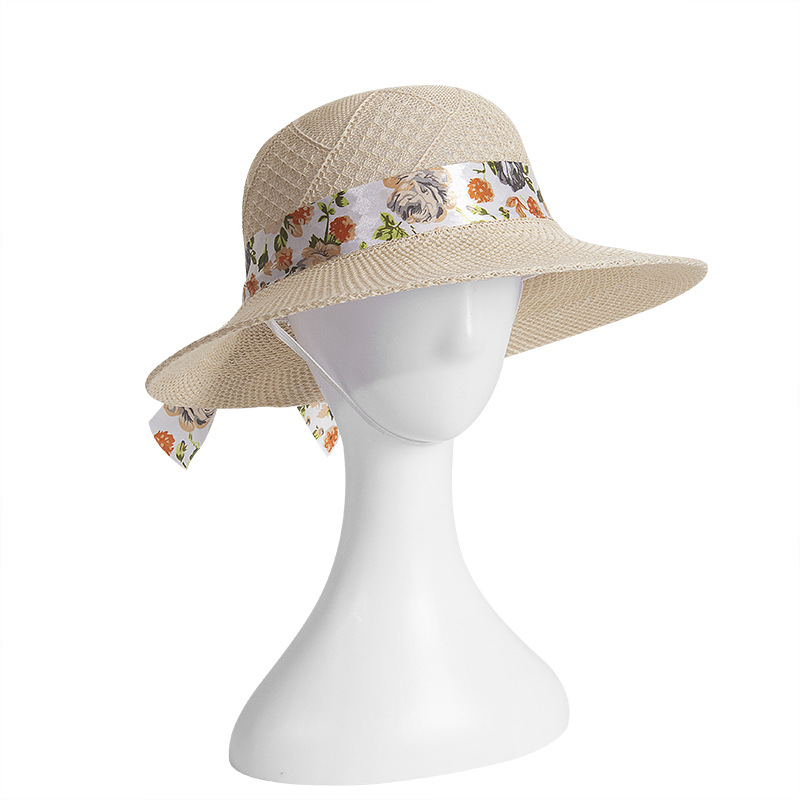 2021 New Imitation Raffia Hat Summer Lady Mom Sun Hat Sun Sun Shade Big Brim Bucket Hat
